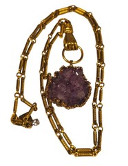 Designer John Wind Maximal Art Hand Door Knocker Amethyst Geode Long Necklace