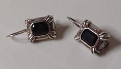 Vintage Silver And Black Sterling Silver Silver Earrings With Black Stones