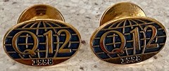 Vintage Pair of Q12 1998 Pin Back Gold Tone Enamel World Globe