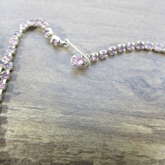 Vintage Rhinestone Necklace Purple Black Gold Tone Choker Collar 15 Inch