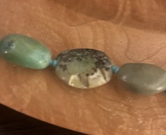 Vintage Chinese Export Turquoise Necklace Silver Clasp Natural Nuggets 30” inch