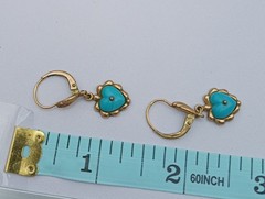 Vintage 14k Yellow Gold Franz Breuning Dangle Heart Earrings 1.1g