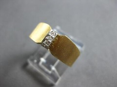 ESTATE .05CT DIAMOND 14KT 2 TONE GOLD 3D ROUND MATTE & SHINY FUN BAR RING #27965