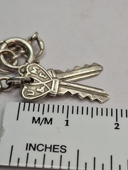 Vintage Sterling Mexico “U & ME” Silver Double Key Charm 7″ Bracelet.