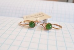Vintage Earrings Nephrite Stones Sterling Silver 925 test Gilding Women Jewelry
