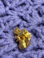 Vintage Goldtone Ruffle Flower Pendant Clear Rhinestones 7/8 inch