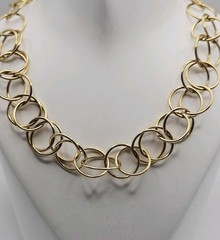 Sterling Silver Vintage Interlocking Round Link Statement Necklace 20″