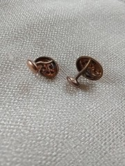 Antique Bespoke 10K Yellow Gold Cufflinks: Art Deco Repousse Ovals, Fixed Back