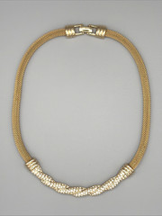 Vintage Swarovski Gold Tone Pavé Crystal Twist Mesh Necklace 18″ Signed