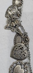 VTG Pididdly Links Style Silver Heart Charm Necklace 23 Charms Bead 22″ Long