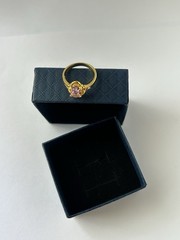 Vintage Pink Cubic Zirconia Ring Gold Plated Womens Size 6.5