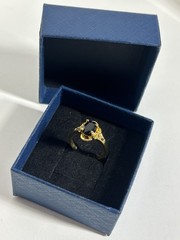 Vintage Black Cubic Zirconia Ring Gold Plated Womens Size 6.5