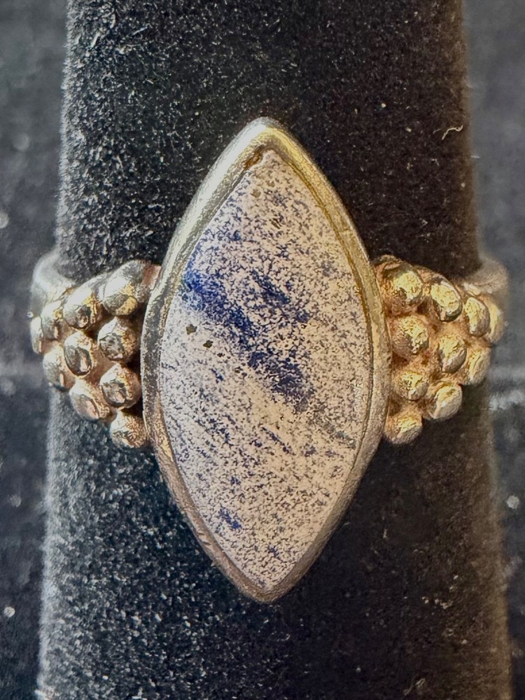 Vintage Sterling Silver 925 Marquise Blue White Stone Ring Size 7 Artisan 3.91g