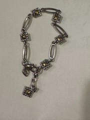 RETIRED: Vintage BRIGHTON 2 Tone Silver/gold Adjustable 7-8” Link Bracelet