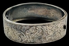 Antique English Victorian Sterling Silver Buckle Bangle Bracelet RWH 925/1000
