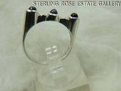 AMETHYST CITRINE PERIDOT TOP BAR Sterling Silver 0.925 Estate BAND RING size 7