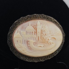 Rare vintage Cameo STERLING Brooch With Unique City Scene (1 of 1)