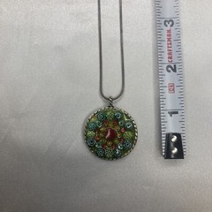 Vintage 70’s Shabby Chic Groovy 3D Flower Lacquered Pendant Necklace