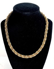Signed LR Lady Remington Gold & Silver Tone Metal Braided Chain 17” Necklace