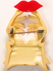 REVLON Celluloid Vintage Hand Brooch Pin Lips Heart Hands Bow Collectible