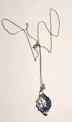 Edwardian Pendant / Necklace, Sterling Silver Filigree, Marcasites, 28 in. Chain