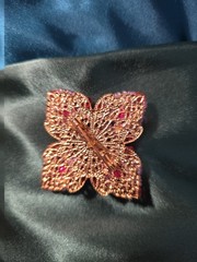 Vintage Beaded Brooch Pin Pink Lavender Unsigned