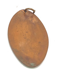 Vintage Pendant Oval Enamel on Copper Multicolor Green White Maroon Blue Yellow