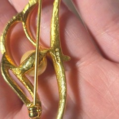 Napier Gold and Cream Brooch with Pearl Accent