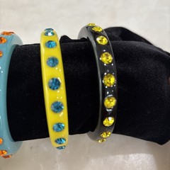 Vintage Juicy Couture Resin Bangle Bracelets With Rhinestones Lot Of 3