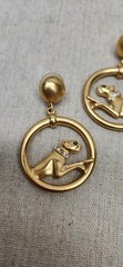 Rare Jackie Collins Brushed Goldtone Panther Earrings