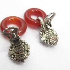Graziano Clip On Earrings Carnelian Turquoise Tiger’s Eye Vintage Hoops Dangle