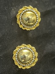 Vintage 80s Chunky Gold Tone Twist Bracelet And Statement Pierced Earrings Set