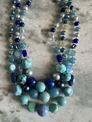 Vintage Mid Century Japan Multi Strand Beaded Statement Necklace