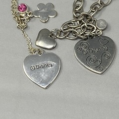Disney High School Musical Charm Bracelet Necklace Set Silver Tone Heart Flower