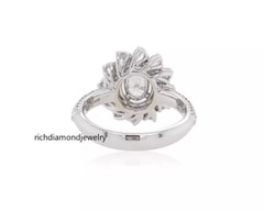 Lab-Created Glittering White Pear, Oval & Round Cut 1.46CT Diamonds Flower Ring