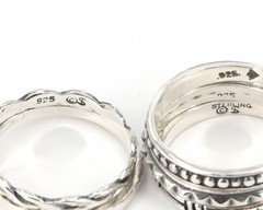 Vintage Shube’s for Silpada Sterling Pearl 5 Stackable Ring Set R1068 HTF Sz 6.5