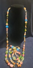 Vintage Multicolored Extra Long 56in Glass Bead Necklace Multi Ways to Wear