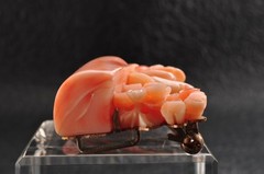 Pink coral OBIDOME brooch “Cherry blossom and rose” Certificate, (47mm 120.0ct)