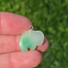 Vintage Jade Stone Buffalo Pendant Green White Bison Carved Charm Nature Jewelry