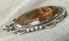 Vintage Deschutes Oregon Picture Jasper Cabochon And Silver Pendant
