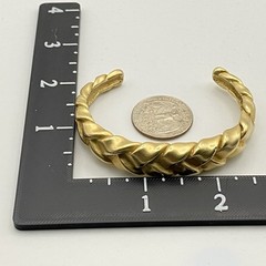 Vintage Erwin Pearl Thick Braided Gold-Tone Cuff Bracelet Statement 90s Runway