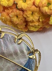 Signed JJJ 1/20 12k Gold Filled GF Oval MOP 2” Pin Brooch 7075