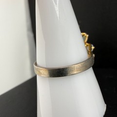 Vintage Cocktail Ring Gold Tone Polished Stone Size 8.5
