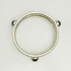 Funky large sterling silver and black onyx cabochons bangle bracelet