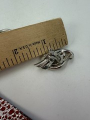 Vintage Earrings Clip On Rhinestone Boucher Signed Knot Climber Silvertone PJ