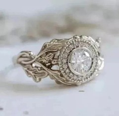2Ct Art Deco Vintage Style Lab Created Diamond Engagement 14k White Gold FN Ring