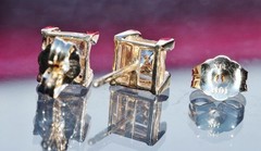 14k yellow gold stud earrings 0.85ct natural diamond vintage 1.3gr Ali403