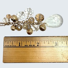 Vtg Clear Acrylic Cluster Gold Tone Beads Teardrop Long Pendant Necklace