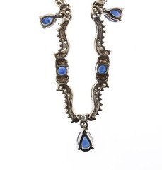 14K White Gold Natural Sapphire & Diamond Necklace 17.5″