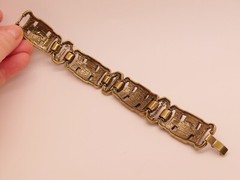 LA VINTAGE art deco style crystal glass rhinestone bracelet Kathy Levine pink